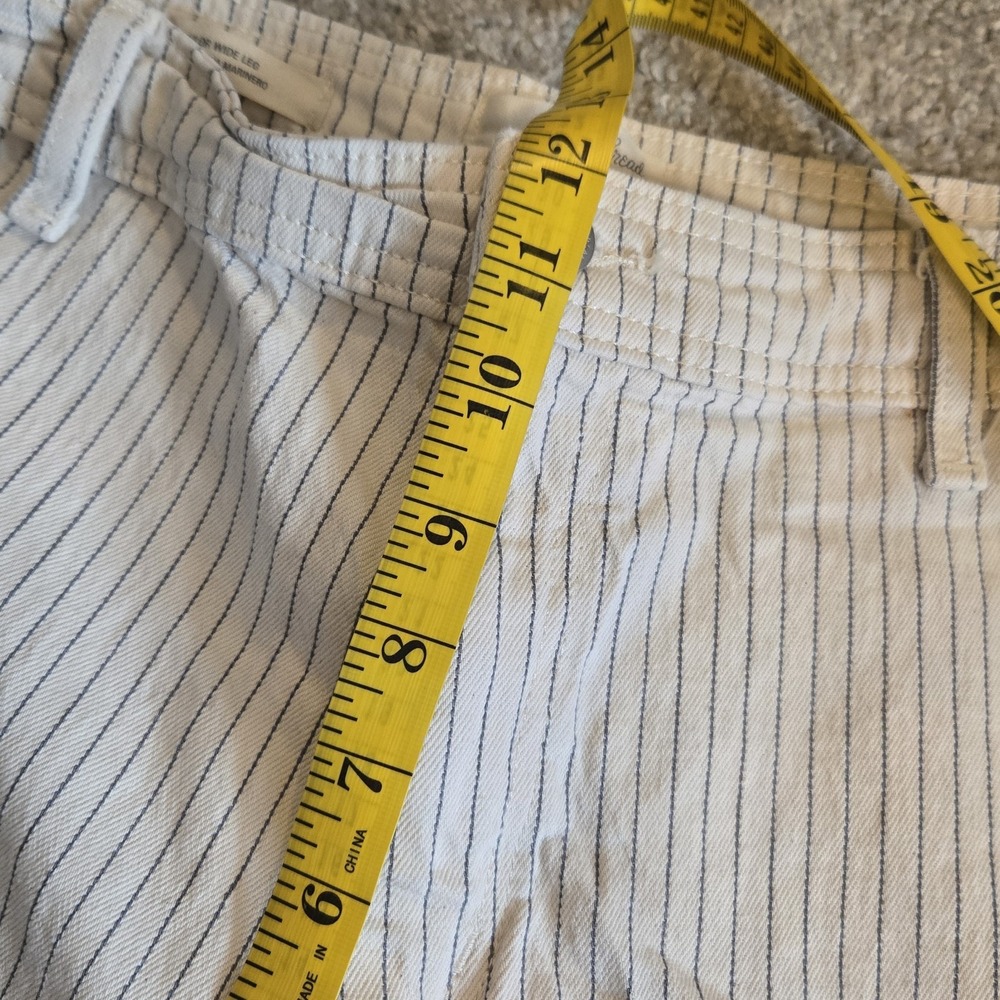 Chino Wide Leg Sailor Pants Womens 12 Nautical Beachy Boho Ivory Stripe Cotton - Picture 10 of 11